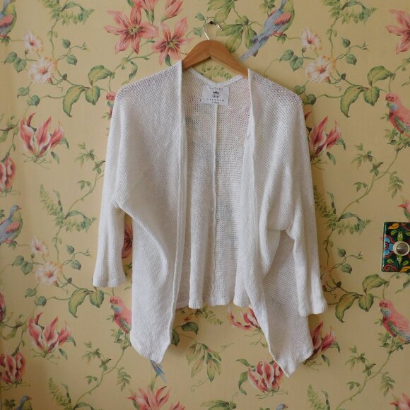 🦔🐾 Anthropologie St Barth Oversized Slouchy Breezy White Cardi🦔🐾 - Picture 1 of 15